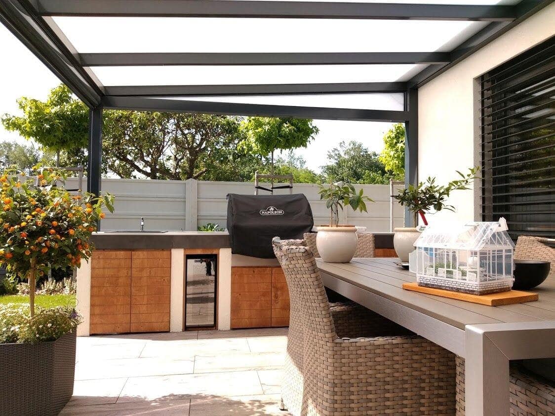 Seating under a pergola
