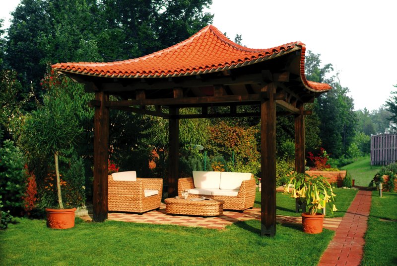 Wooden garden gazebo