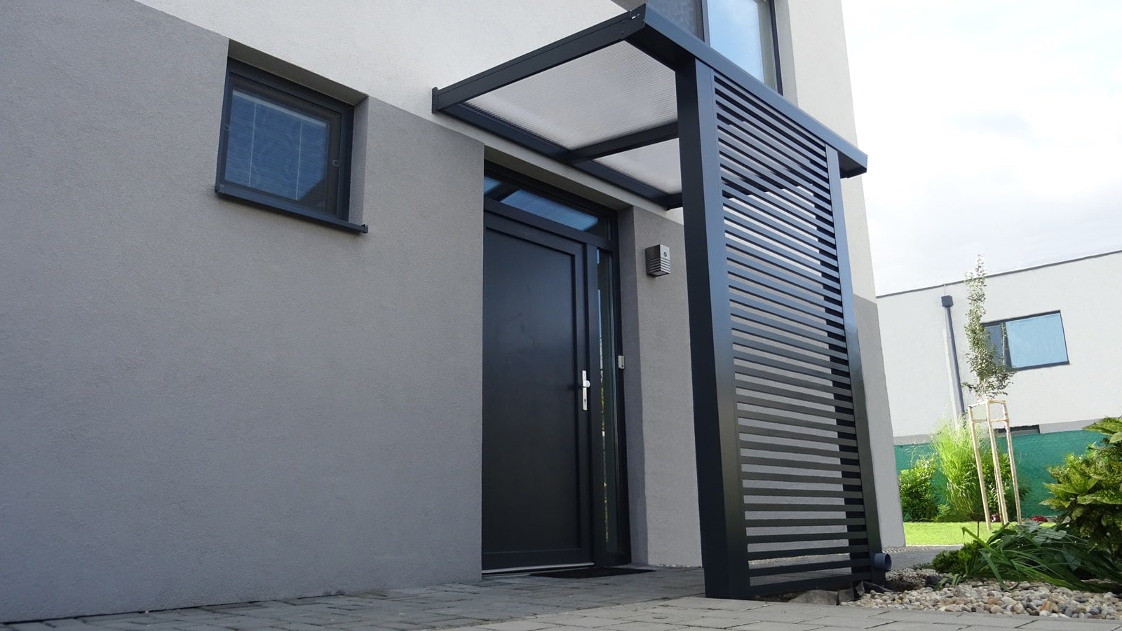 aluminium door canopy over the front entrance