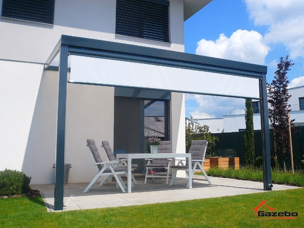 Economic Class aluminium pergola beside a modern white house