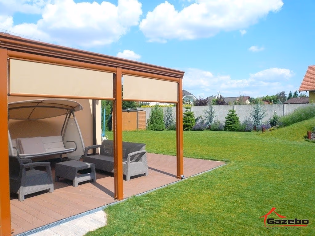 Economic Class aluminium pergola with a grill area by the fence