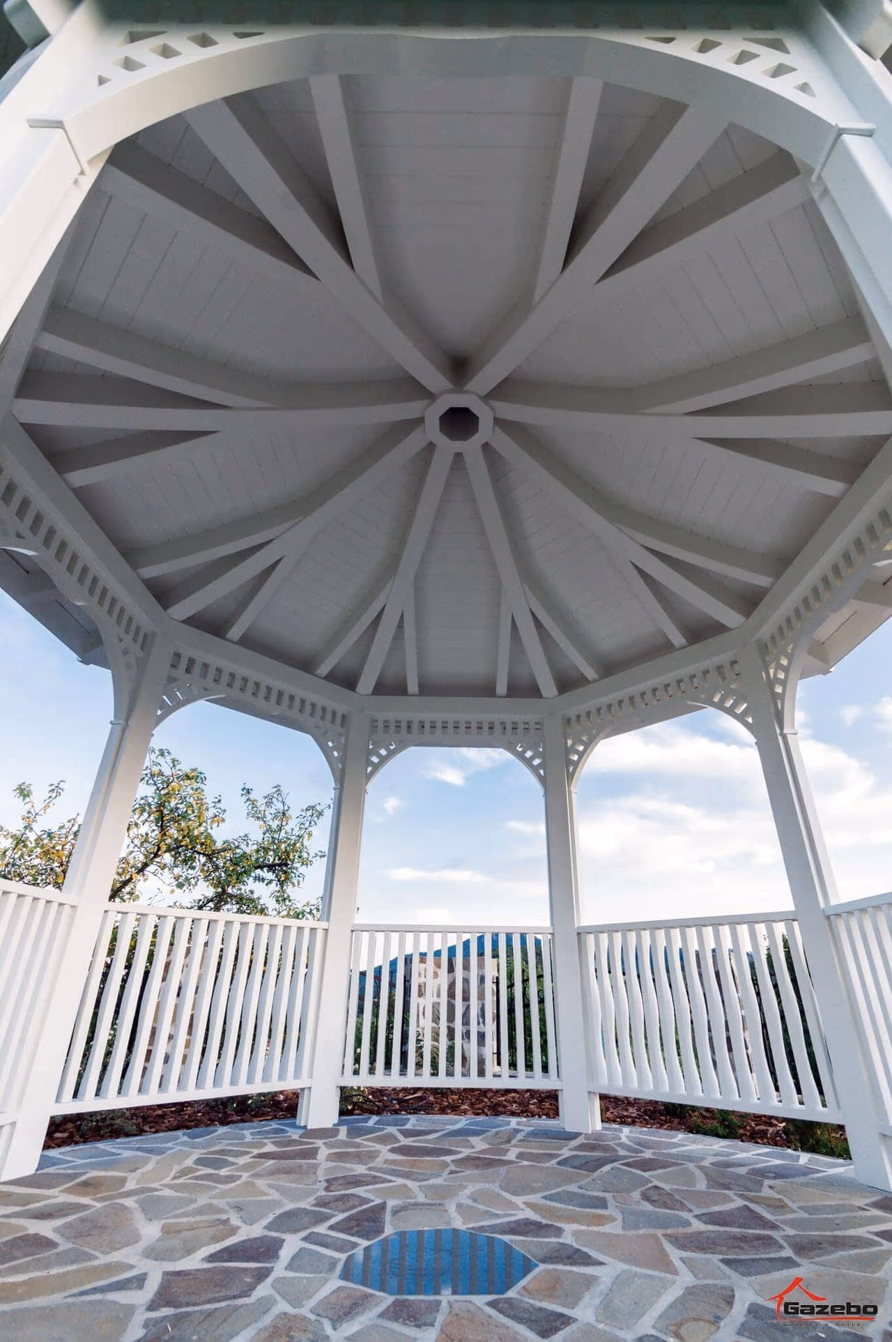 Completed turnkey installation of the Victoria wooden gazebo