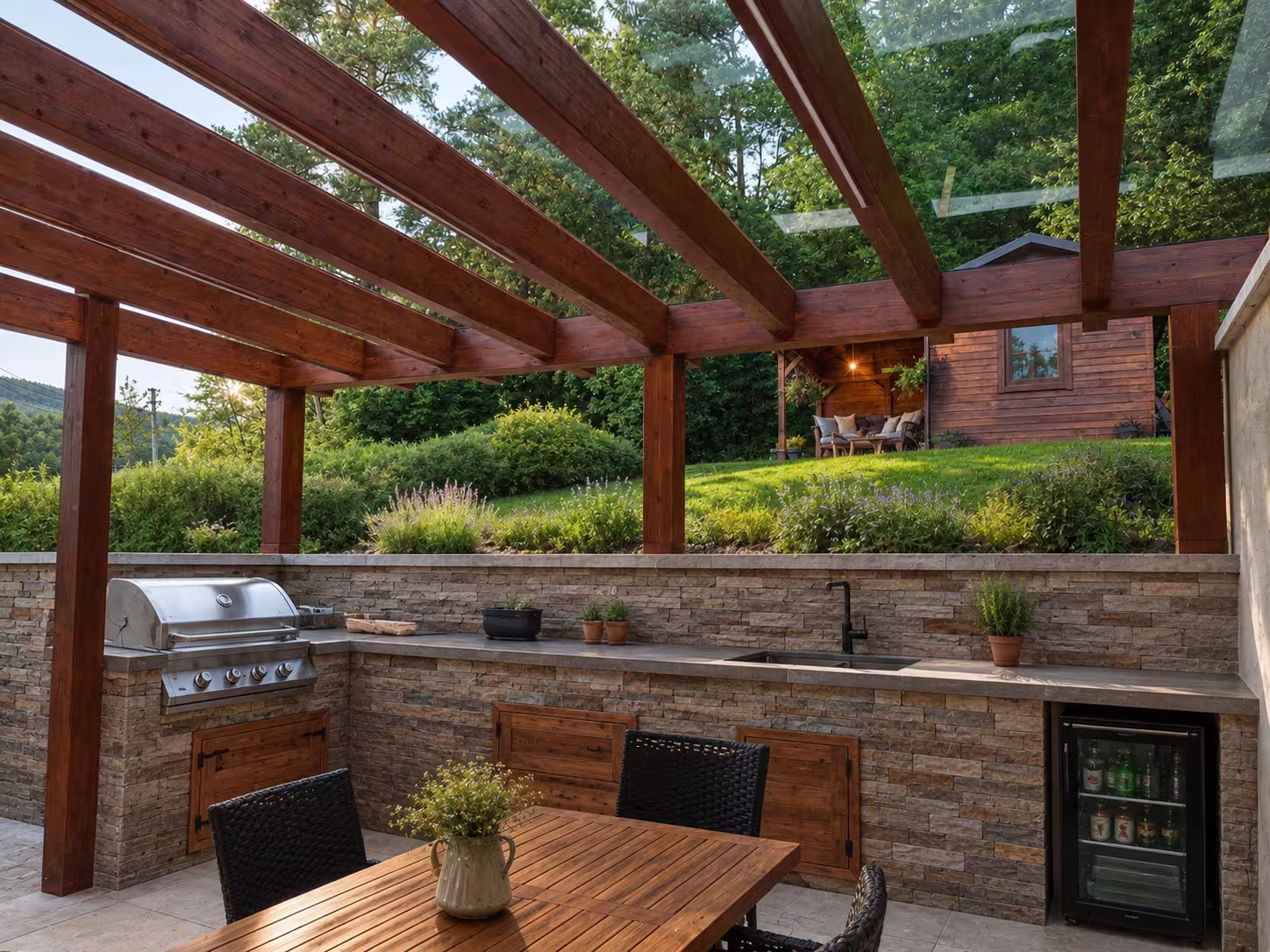 Quality craftsmanship of the Kartago wooden pergola