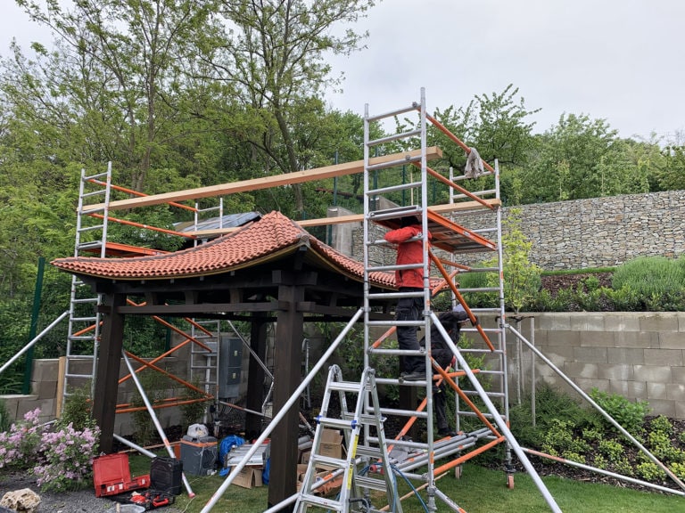 Production and setup of the japanese hinode garden pavilion