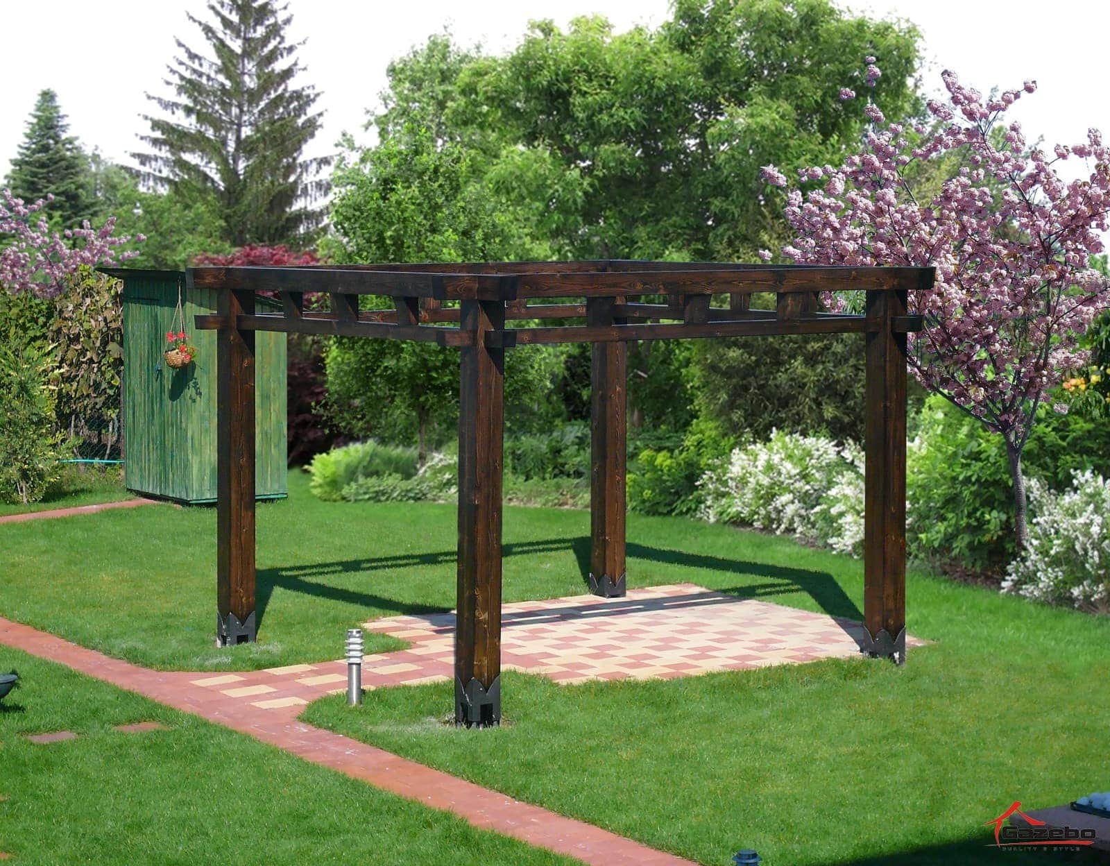 Construction of Japanese gazebo Hinode GAZEBO-PERGOLA.